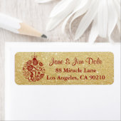 Gouden Glitter Rode Kerstmis Ornament Winter Label (Insitu)