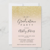 Gouden Glitter roze afstuderen foto afstuderen Kaart (Achterkant)