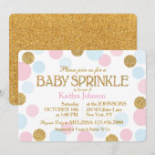 Gouden Glitter Roze Baby Blauwe Stippen Baby Sprin Kaart (Voorkant / Achterkant)