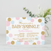 Gouden Glitter Roze Baby Blauwe Stippen Baby Sprin Kaart (Staand voorkant)