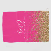 Gouden Glitter Roze Beste Mam Ooit Golfhanddoek (Horizontaal)