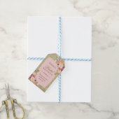Gouden Glitter Roze Bloemige Bruidsfeest Bedankt Cadeaulabel (Met Touw)