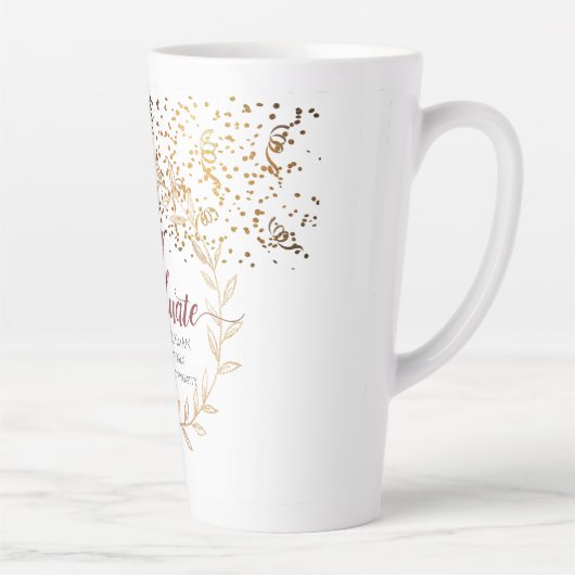 Gouden Glitter Roze Blush Marsala Bloemen Afstuder Latte Mok (Rechts)