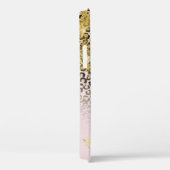 Gouden Glitter Roze Chique Leopard Print Script Na Case-Mate iPhone Case (Achterkant / Rechts)