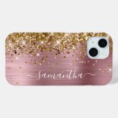 Gouden Glitter Roze Folie Modern Girly Signature Case-Mate iPhone Case (Achterkant (horizontaal))