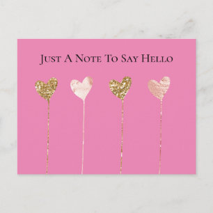 Gouden Glitter Roze Glam Hart Snoeren Verjaardag Briefkaart