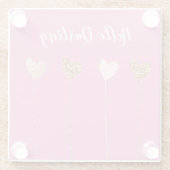 Gouden Glitter Roze Glam Hart Strings Glazen Onderzetter (Achterkant)