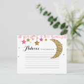 Gouden glitter roze maan Advies Kaart Baby shower (Staand voorkant)