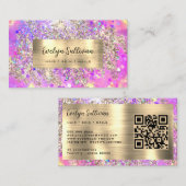 Gouden glitter roze opaal visitekaartje (Voorkant / Achterkant)
