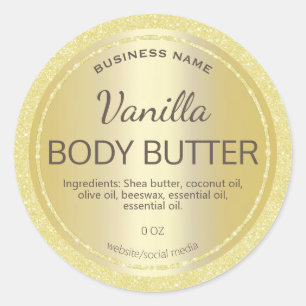 Gouden Glitter Satijn Body Butter Labels