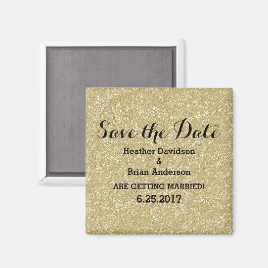 Gouden Glitter Save the Date Magnet Magneet (Voorkant / Achterkant)