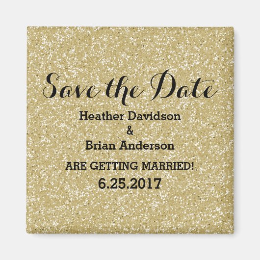 Gouden Glitter Save the Date Magnet Magneet (Voorkant)