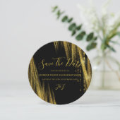 Gouden Glitter Save the date Zwarte Uitnodiging (Staand voorkant)