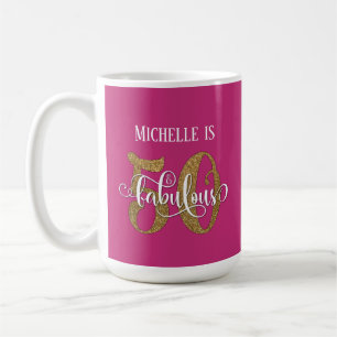 Gouden Glitter Script 50 & Fabulous Over Heet Roze Koffiemok