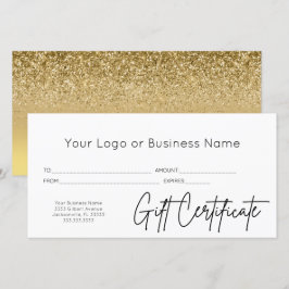 Gouden Glitter Script Logo Zakelijke Cadeaubon