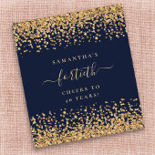 Gouden Glitter Script Marine Blauw Cheers 40e Part Wijn Etiket