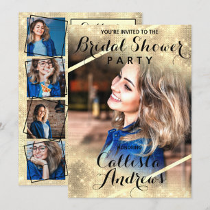 Gouden Glitter Sequins Hoeken Foto Vrijgezellenfee Kaart