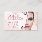 Gouden Glitter Sparkle Blush Roze Marmeren Art Pat Visitekaartje (Voorkant)