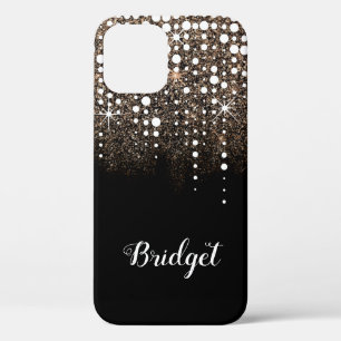 Gouden Glitter Sparkle Dripping Rain Aangepaste na iPhone 12 Hoesje