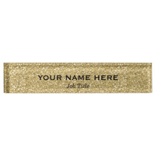 Gouden Glitter Sparkle Trendy Glam Gepersonaliseer Naambordje