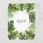 Gouden Glitter Sparkle Tropische bladeren Bruiloft Uitnodiging Briefkaart (Voorkant)