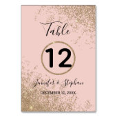 Gouden Glitter Sparkles Blush Roze Tafelnummers (Voorkant)