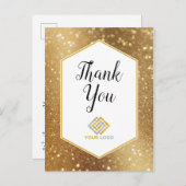 Gouden Glitter Sparkles Dank U Logo Zakelijk Briefkaart (Voorkant / Achterkant)