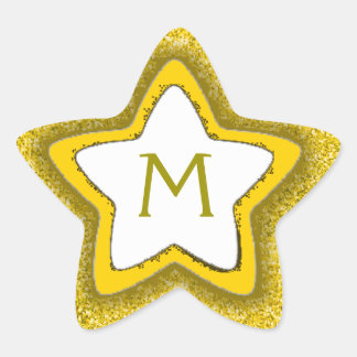 Gouden glitter star aanpasbare monogram stickers