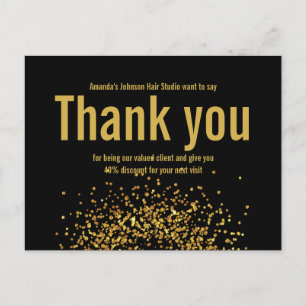 Gouden Glitter Star Bedankt Bold Black Briefkaart