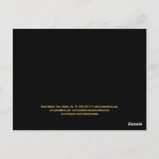 Gouden Glitter Ster Dank Je Wel Vet Zwart Briefkaart (Achterkant)