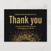 Gouden Glitter Ster Dank Je Wel Vet Zwart Briefkaart (Voorkant)