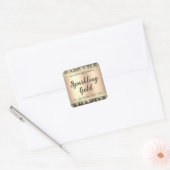 Gouden Glitter Sterren Aangepaste Naam Luxe Gouden Vierkante Sticker (Envelop)