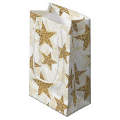 Gouden Glitter sterren geschenkzak Klein Cadeauzakje (Voorkant Gekanteld)