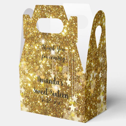Gouden Glitter Sterren Sparkle Sweet Sixteen Dank Bedankdoosjes (Geopend)