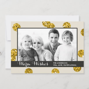 Gouden Glitter Stippen Foto Kerst Kaart