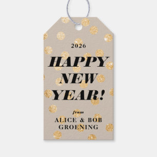 Gouden Glitter Stippen Modern Gepersonaliseerd Gel Cadeaulabel