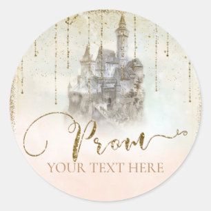 Gouden Glitter Storybook Kasteel Senior Prom Ronde Sticker