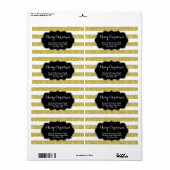 Gouden Glitter Strepen Kerstmis Adreslabel Etiket (Full Sheet)
