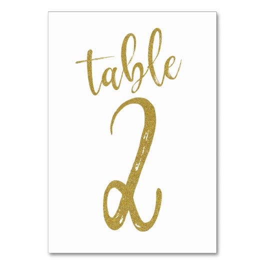 Gouden Glitter Tafel Nummer 2 Kaart (Voorkant)