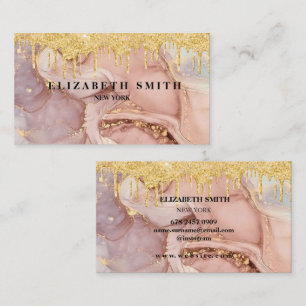 Gouden Glitter Textuur Marmeren Zakelijke Kaart Visitekaartje