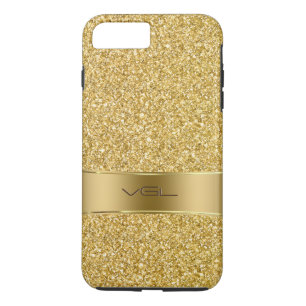 Gouden Glitter textuur monogram iPhone 8 Plus / 7 Plus Hoesje