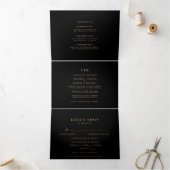 Gouden Glitter Trifold Bruiloft Uitnodiging (Binnen)