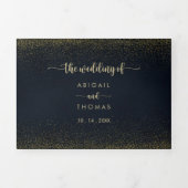 Gouden Glitter Trifold Letter Vouw De bruiloft van Drieluik Uitnodiging (Cover)