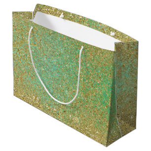 Gouden glitter turquoise aqua glinsterende glamour large cadeautasje