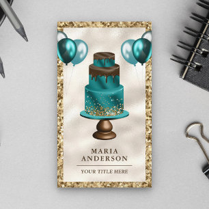 Gouden Glitter Turquoise Cake Ballonnen Evenemente Visitekaartje