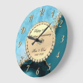 Gouden glitter turquoise marmer 25ste huwelijksjub grote klok (Hoek)