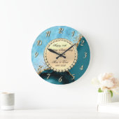 Gouden glitter turquoise marmer 25ste huwelijksjub grote klok (Huis)