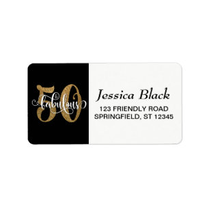 Gouden Glitter Typografie 50 & Fabulous Verjaardag Etiket