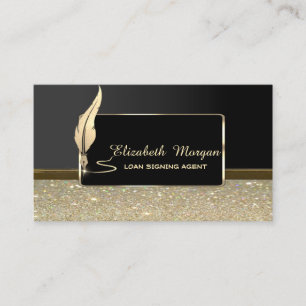 Gouden Glitter Veer Kader Glitter Notaris Visitekaartje