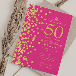 Gouden Glitter Verrassing 50e Verjaardagsfeest Hot Kaart
